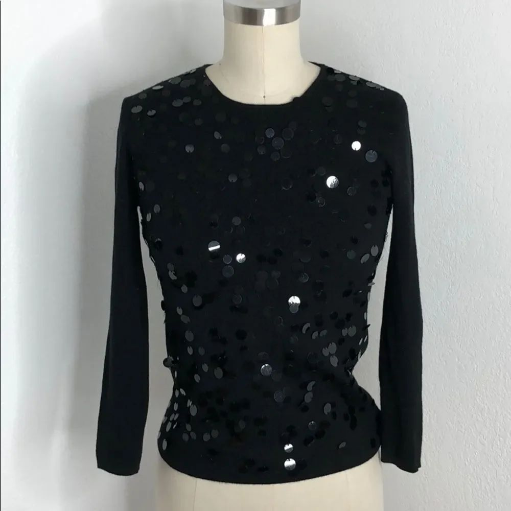 AKRIS Punto black sequin sweater top 6
